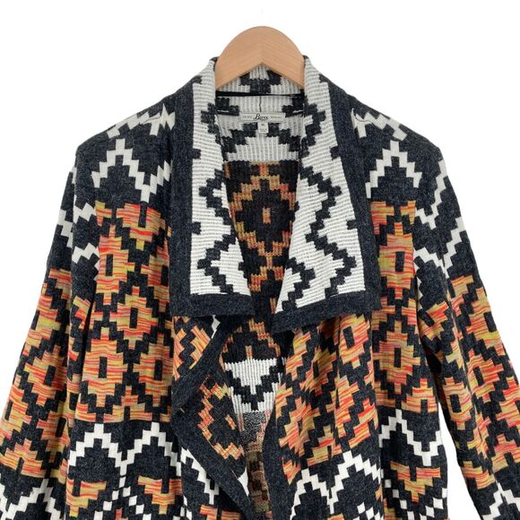 Bass Women's Multicolor Geo Print Long Sleeve Open Front Cardigan Sweater Size M - Picture 3 of 16